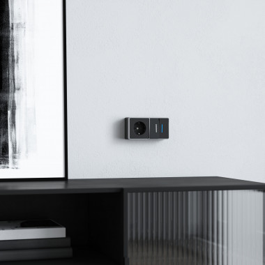 Выключатель двухклавишный с подсветкой Gallant черный с серебром W5020134 W5020134 &mdash; Multielectrika