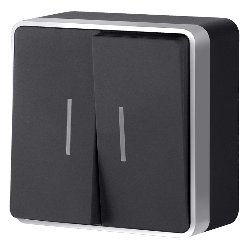 Выключатель двухклавишный с подсветкой Gallant черный с серебром W5020134 W5020134 фото 1 &mdash; Multielectrika