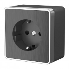 Розетка с заземлением и шторками Gallant (графит рифленый) W5071104 &mdash; Multielectrika