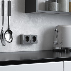 Розетка с заземлением и шторками Gallant (графит рифленый) W5071104 &mdash; Multielectrika