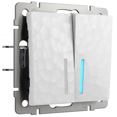 Выключатель двухклавишный проходной с подсветкой белый W1222101 &mdash; Multielectrika