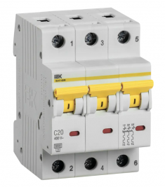 Автоматический выключатель ВА 47-60M 3Р 20А 6 кА характеристика С IEK MVA31-3-020-C &mdash; Multielectrika