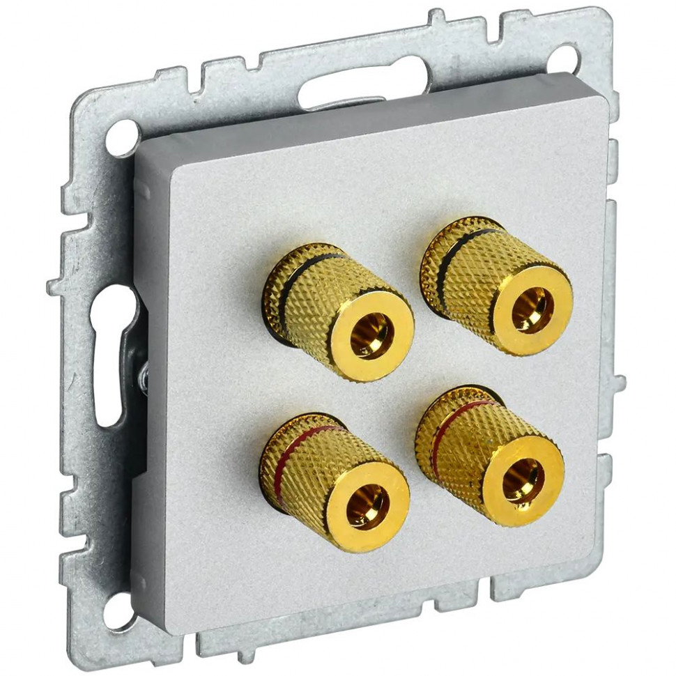 Аудиорозетка 4-местная IEK Brite РА10-БрА алюминий фото 1 — Multielectrika