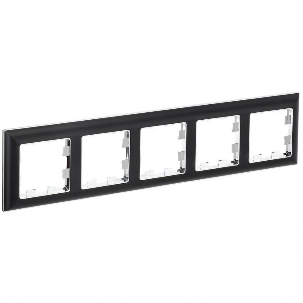 Рамка на 5 поста IEK Brite РУ-5-Бр хром/черный фото 1 — Multielectrika