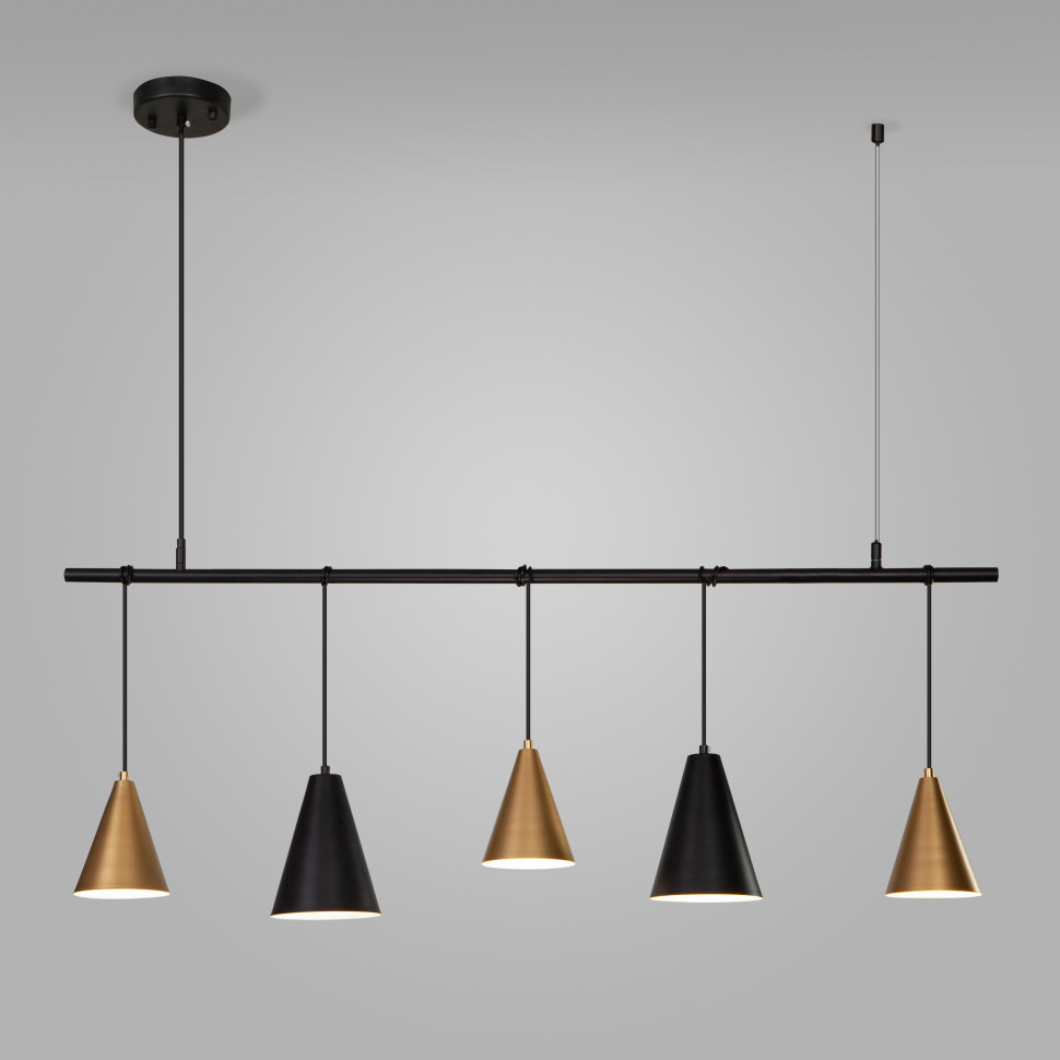Подвесной светильник в стиле лофт 50088/5 черный / золото фото 1 &mdash; Multielectrika