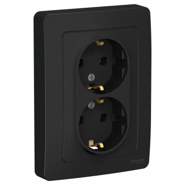 Розетка двойная Systeme Electric Blanca антрацит 16А — Multielectrika