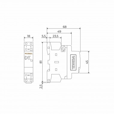 W941M16O/ Контактор модульный 16 A 2NO (1 мод.) W941M16O &mdash; Multielectrika