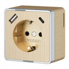 Розетка с заземлением, шторками и USB тип A+C Gallant шампань рифленый W5071710 &mdash; Multielectrika