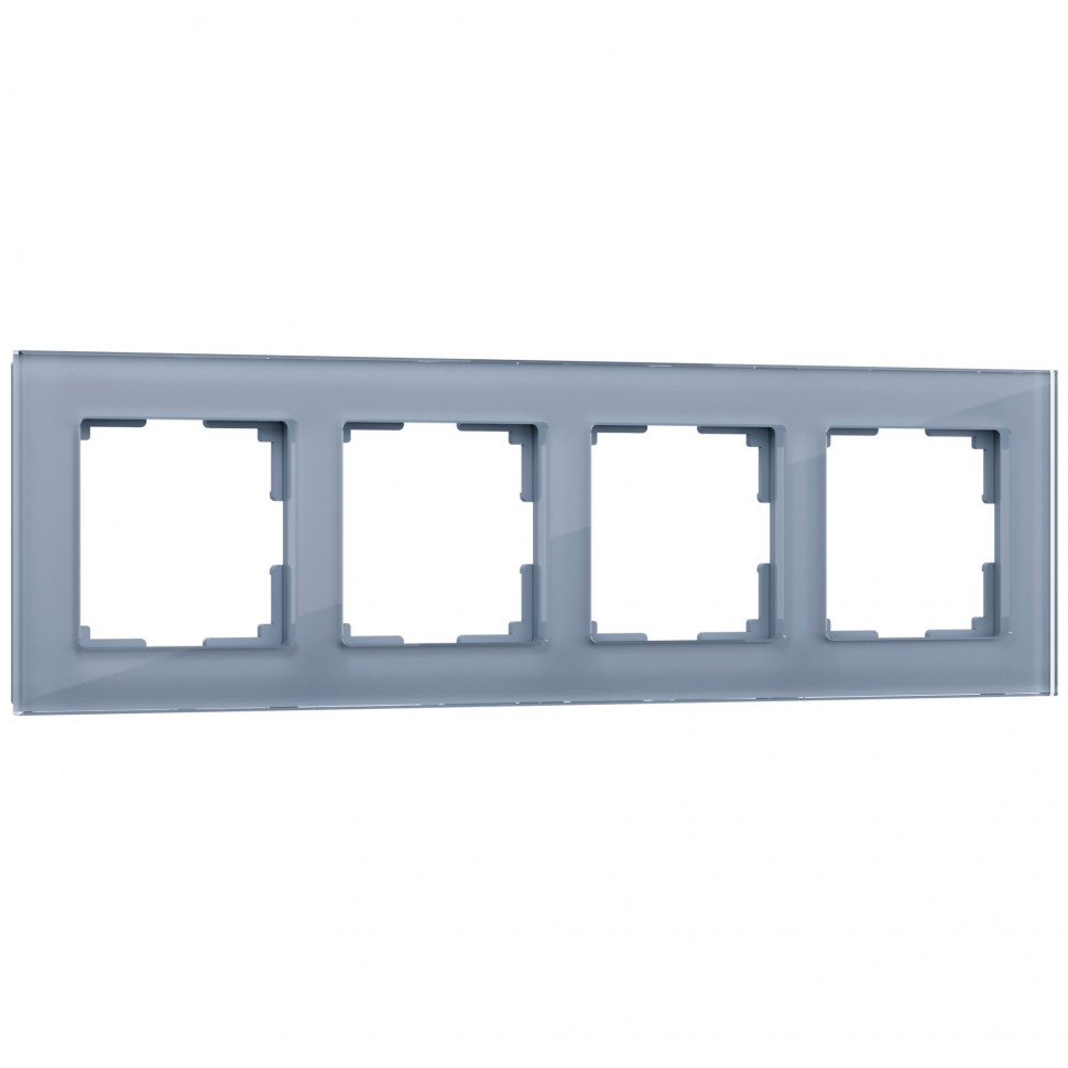 Рамка из стекла на 4 поста Favorit серый W0041115 фото 1 &mdash; Multielectrika