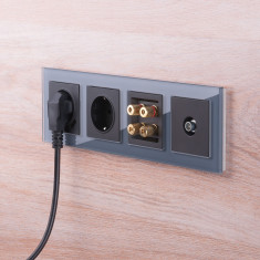 Рамка из стекла на 4 поста Favorit серый W0041115 &mdash; Multielectrika