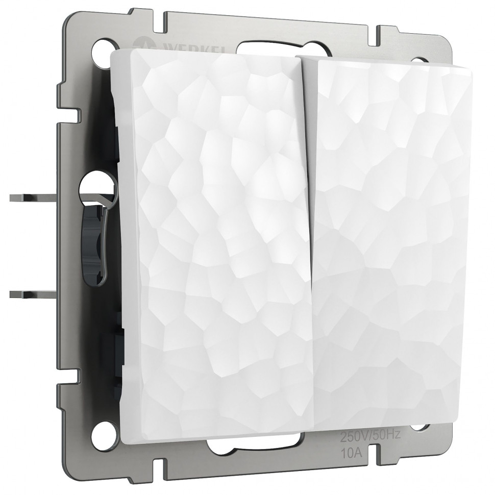 Выключатель двухклавишный проходной (Hammer белый) W1222001 фото 1 &mdash; Multielectrika