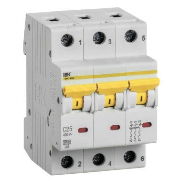 Автоматический выключатель ВА 47-60M 3Р 25А 6 кА характеристика С IEK MVA31-3-025-C — Multielectrika