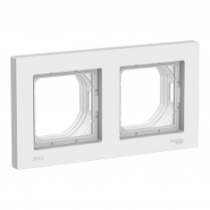 Рамка Systeme Electric AtlasDesign Aqua IP44 на 2 поста, белая &mdash; Multielectrika