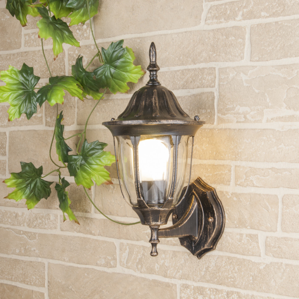 Уличный настенный светильник GL 1002U черное золото фото 1 — Multielectrika
