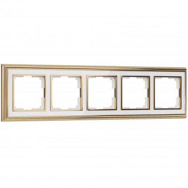 Рамка на 5 постов (золото/белый) W0051329 — Multielectrika