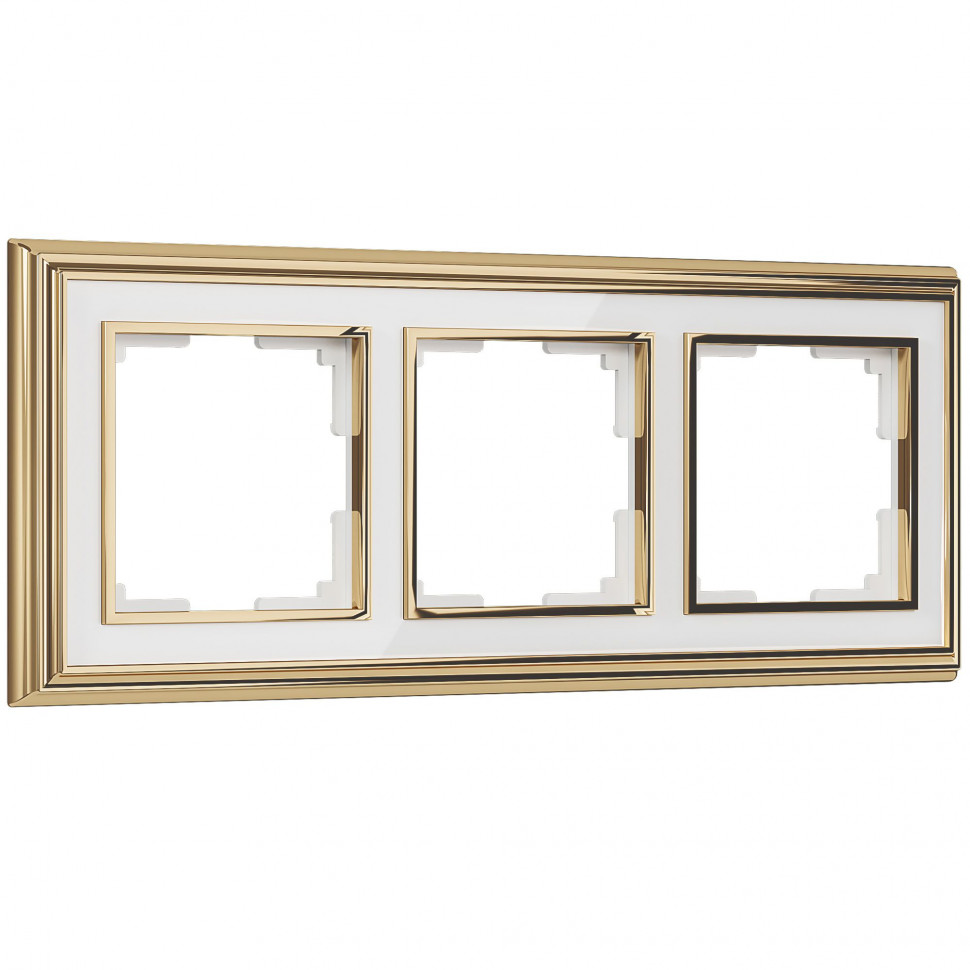 Рамка на 3 поста (золото/белый) W0031329 фото 1 — Multielectrika