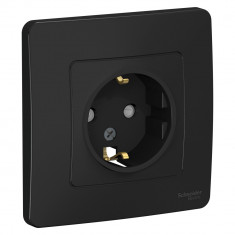 Розетка силовая Systeme Electric Blanca со шторками, антрацит 16А &mdash; Multielectrika