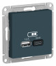 Зарядное устройство USB+Type C Schneider Electric Atlas Design изумруд