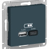 Зарядное устройство USB+Type C Schneider Electric Atlas Design изумруд
