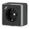 Розетка с заземлением, шторками и USB тип A+C Gallant чёрный хром W5071735