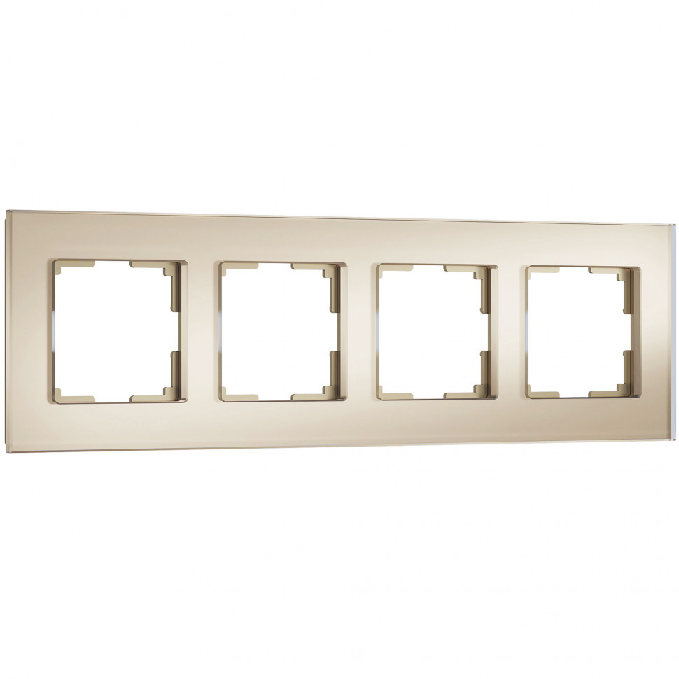 Рамка из стекла на 4 поста Senso шампань soft-touch W0043111 фото 1 &mdash; Multielectrika