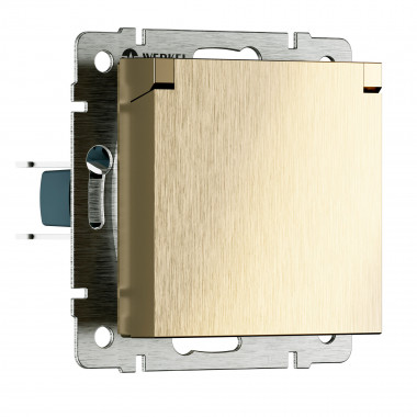 Розетка влагозащ. с зазем. с защит. крышкой и шторками N (шампань рифленый) W1171210 — Multielectrika