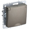 Розетка с заземлением с защитными шторками и крышкой 16А IP20 IEK Brite РСбш10-3-БрШ шампань