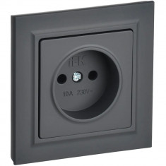Розетка без заземления без защитных шторок 10А в сб. IEK Brite РСР10-1-0-БрГ графит &mdash; Multielectrika