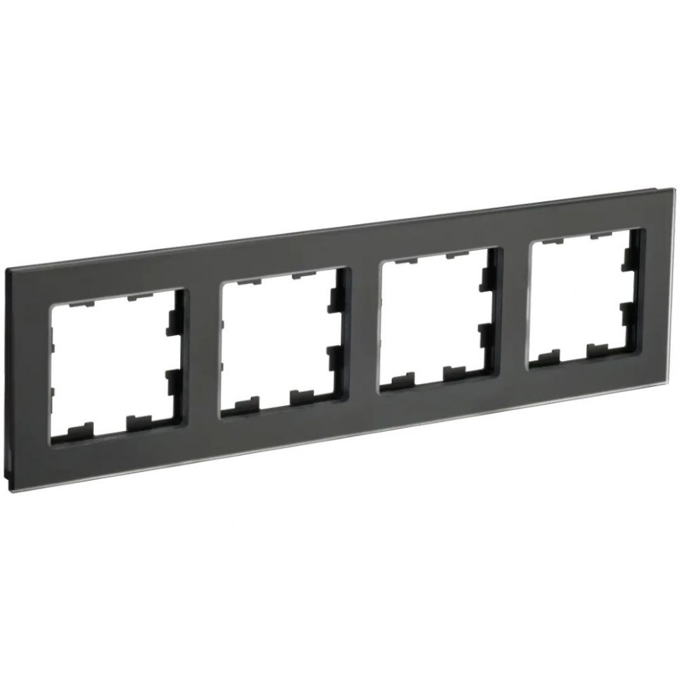 Рамка на 4 поста IEK Brite РУ-4-2-Бр стекло черный матовый фото 1 — Multielectrika