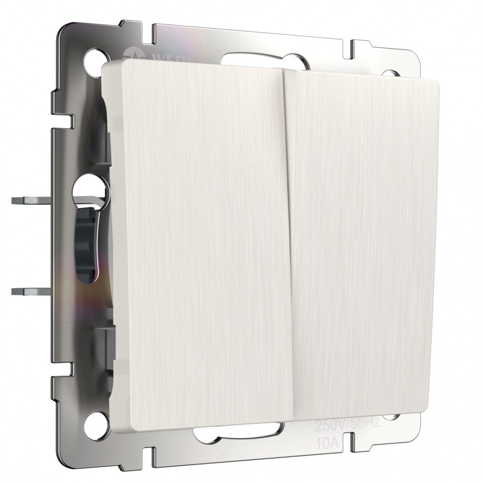 Выключатель двухклавишный проходной (перламутровый рифленый) W1122013 фото 1 &mdash; Multielectrika