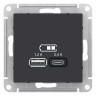Зарядное устройство USB+Type C Schneider Electric Atlas Design карбон