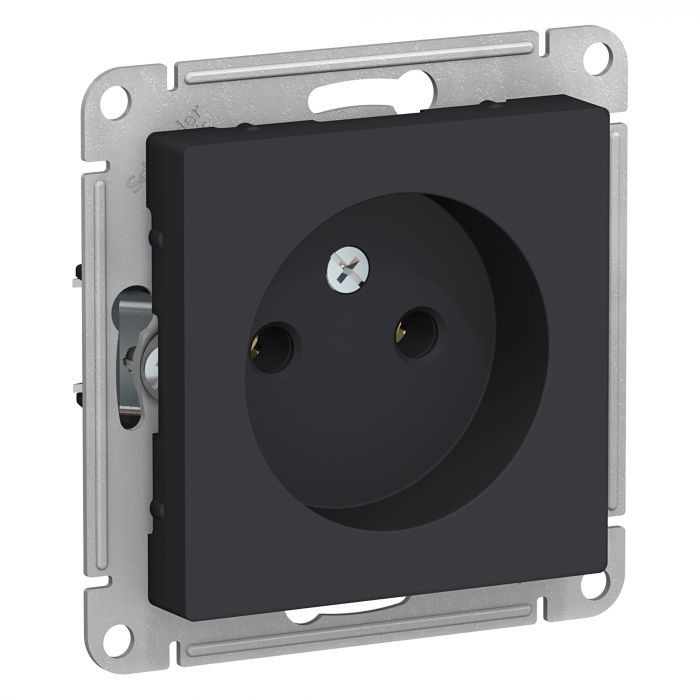 Розетка силовая Schneider Electric Atlas Design без заземления, карбон фото 1 — Multielectrika
