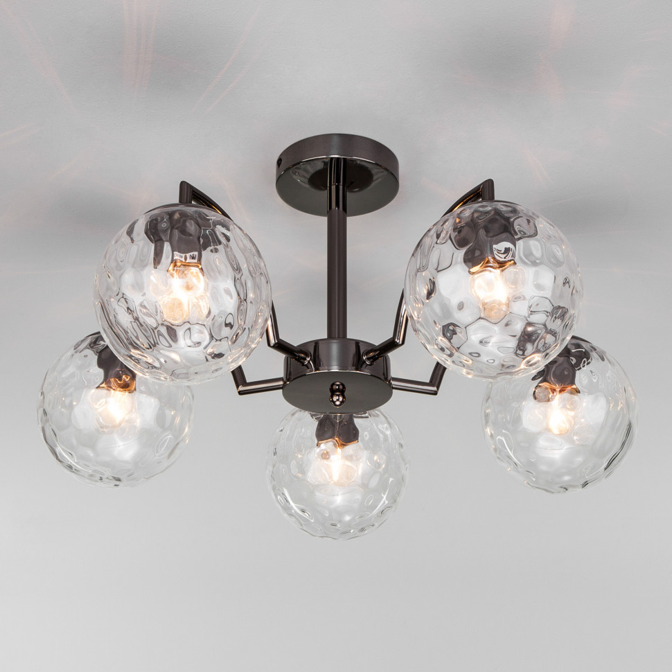 Потолочная люстра со стеклянными плафонами 30178/5 черный жемчуг фото 1 &mdash; Multielectrika