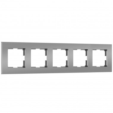 Рамка из поликарбоната на 5 постов Slab серебро софт W0052965 — Multielectrika