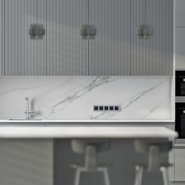 Рамка из поликарбоната на 5 постов Slab серебро софт W0052965 — Multielectrika