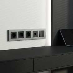 Рамка из поликарбоната на 5 постов Slab серебро софт W0052965 &mdash; Multielectrika