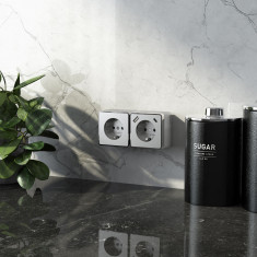 Розетка с заземлением, шторками и USB тип A+C Gallant серебряный W5071706 &mdash; Multielectrika