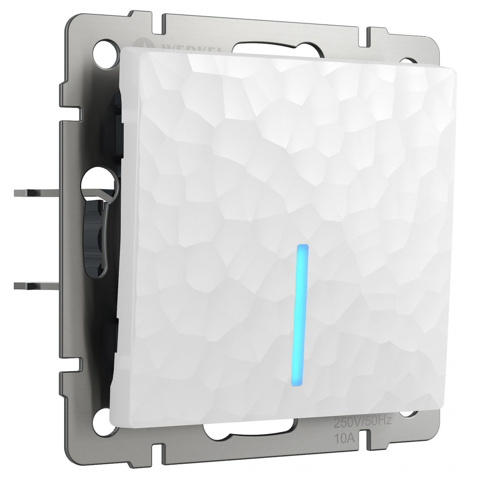 Выключатель одноклавишный с подсветкой (Hammer белый) W1210101 фото 1 &mdash; Multielectrika