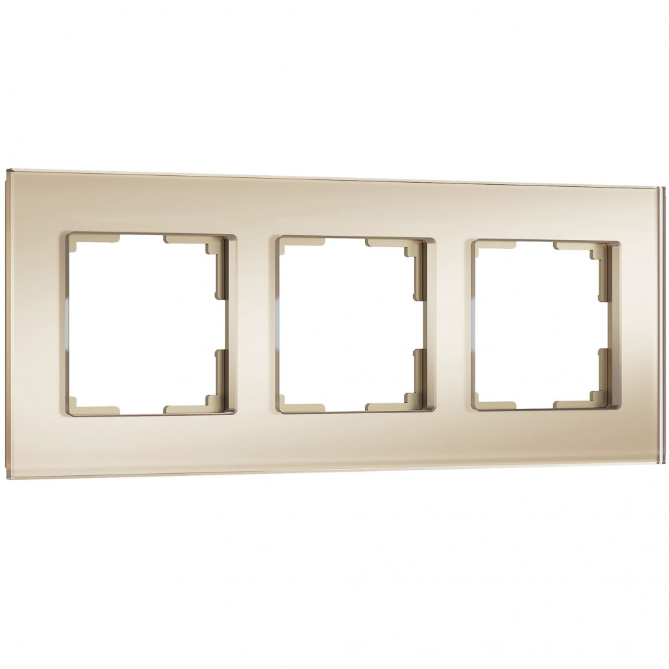Рамка из стекла на 3 поста Senso шампань soft-touch W0033111 фото 1 &mdash; Multielectrika