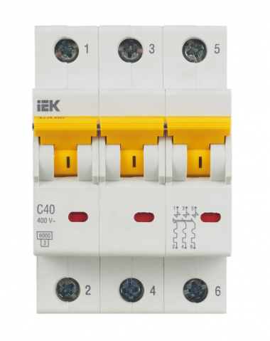 Автоматический выключатель ВА 47-60M 3Р 40А 6 кА характеристика С IEK MVA31-3-040-C — Multielectrika