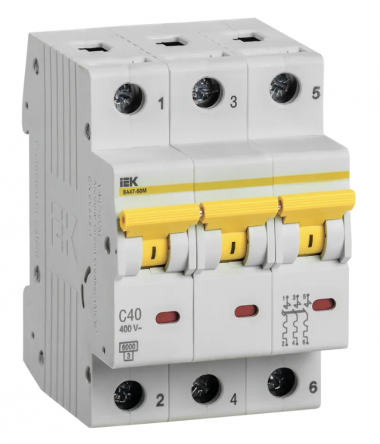 Автоматический выключатель ВА 47-60M 3Р 40А 6 кА характеристика С IEK MVA31-3-040-C — Multielectrika