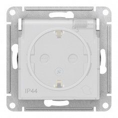 Розетка силовая Systeme Electric AtlasDesign Aqua IP44 со шторками и крышкой, белая &mdash; Multielectrika