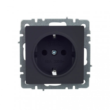 Розетка с заземлением без защитных шторок 16А IEK Brite РС11-1-0-БрГ графит — Multielectrika