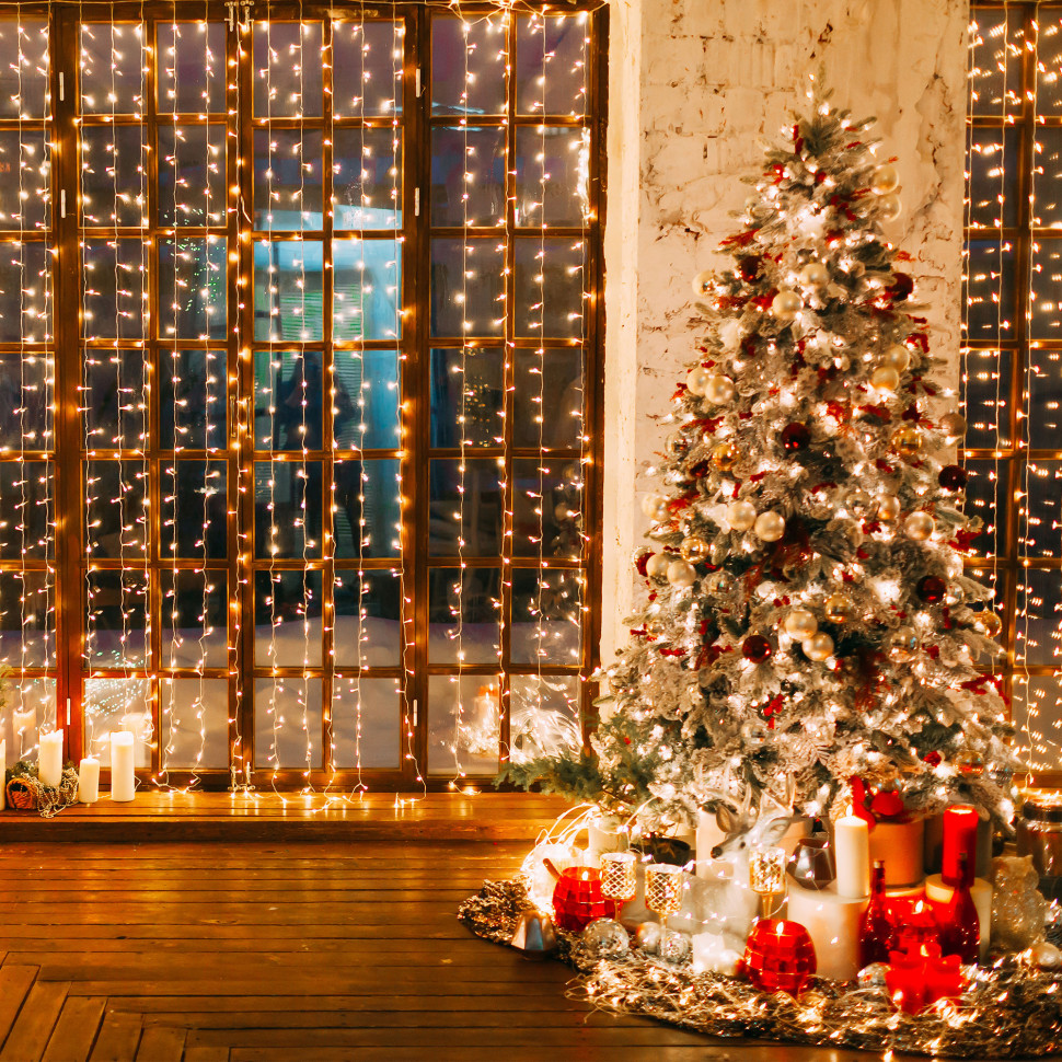 Гирлянда занавес белый 2*3 м IP20 200-002 белый фото 1 — Multielectrika