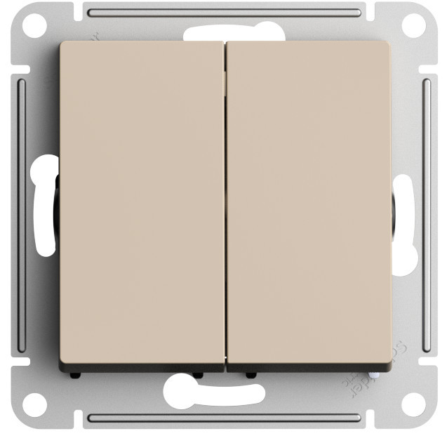 Переключатель двухклавишный Systeme Electric AtlasDesign перекрестный, 10А, песочный фото 1 — Multielectrika