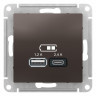 Зарядное устройство USB+Type C Schneider Electric Atlas Design мокко