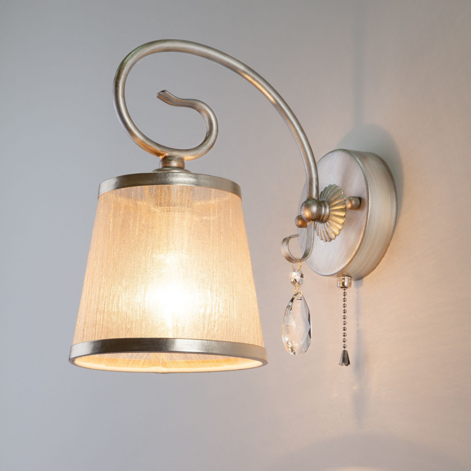 Бра с абажуром 60065/1 серебро фото 1 &mdash; Multielectrika
