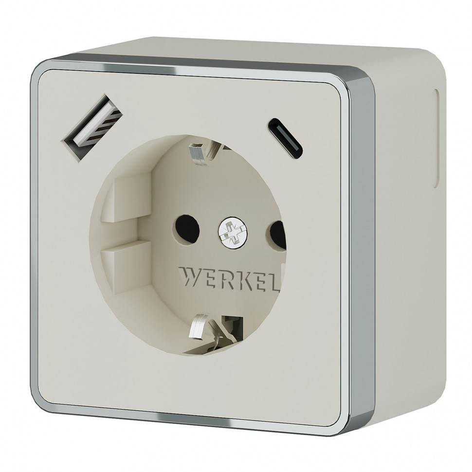 Розетка с заземлением, шторками и USB тип A+C Gallant слоновая кость W5071703 фото 1 &mdash; Multielectrika