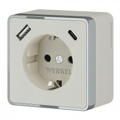 Розетка с заземлением, шторками и USB тип A+C Gallant слоновая кость W5071703 &mdash; Multielectrika