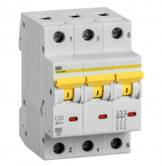 Автоматический выключатель ВА 47-60M 3Р 50А 6 кА характеристика С IEK MVA31-3-050-C &mdash; Multielectrika